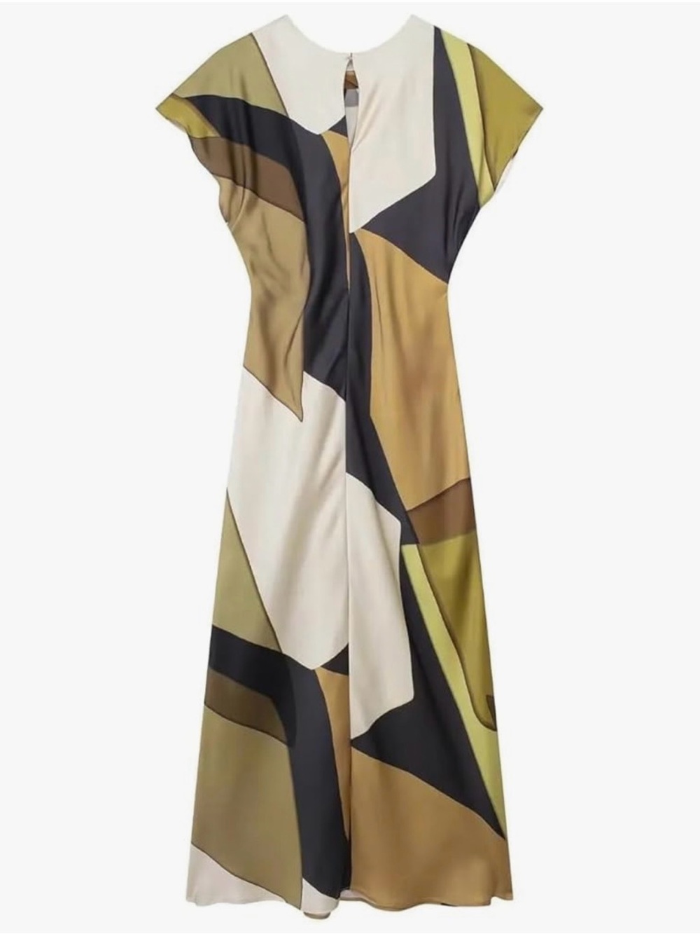 Zara Midi Neutral Multi Color Dress M - Picture 3 of 5